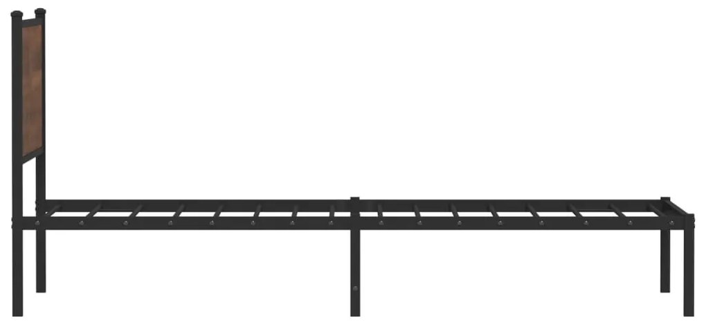 barna tölgy színű fém ágykeret matrac nélkül 90 x 200 cm