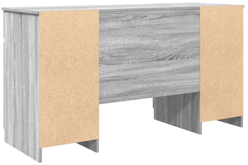 vidaXL Asztal fiókkal polcokkal Szürke sonoma 140 x 49 x 76 cm Faanyag