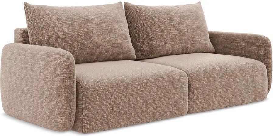 Világosbarna kinyitható-tárolóhelyes kanapé 238 cm Kalena – Makamii