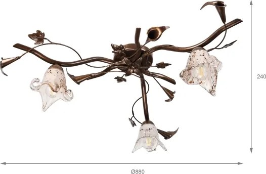 Felületre szerelhető ROZETA csillár 3xE14/40W/230V, bronz