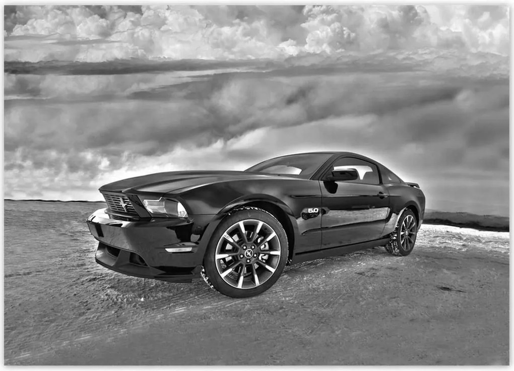 Poszterek 70x50 Ford Mustang a hóban Autó Klasszikus Made in Usa