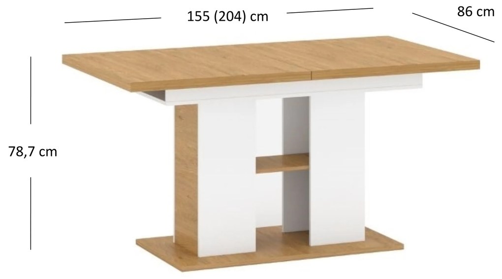Széthúzható étkezőasztal (6 Mebel Bos Andre (matt fehér). 1052711