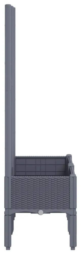 szürke PP rácsos kerti ültetőláda 80 x 40 x 142 cm