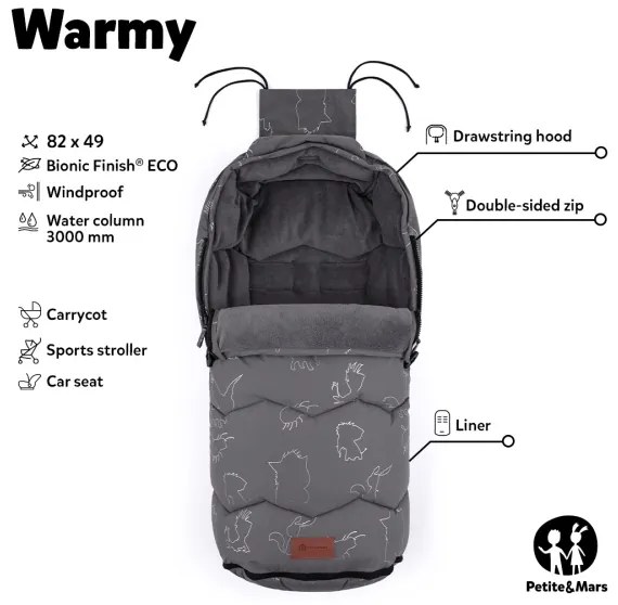 PETITE&MARS - Baba bundazsák 4 az 1-ben WARMY fekete