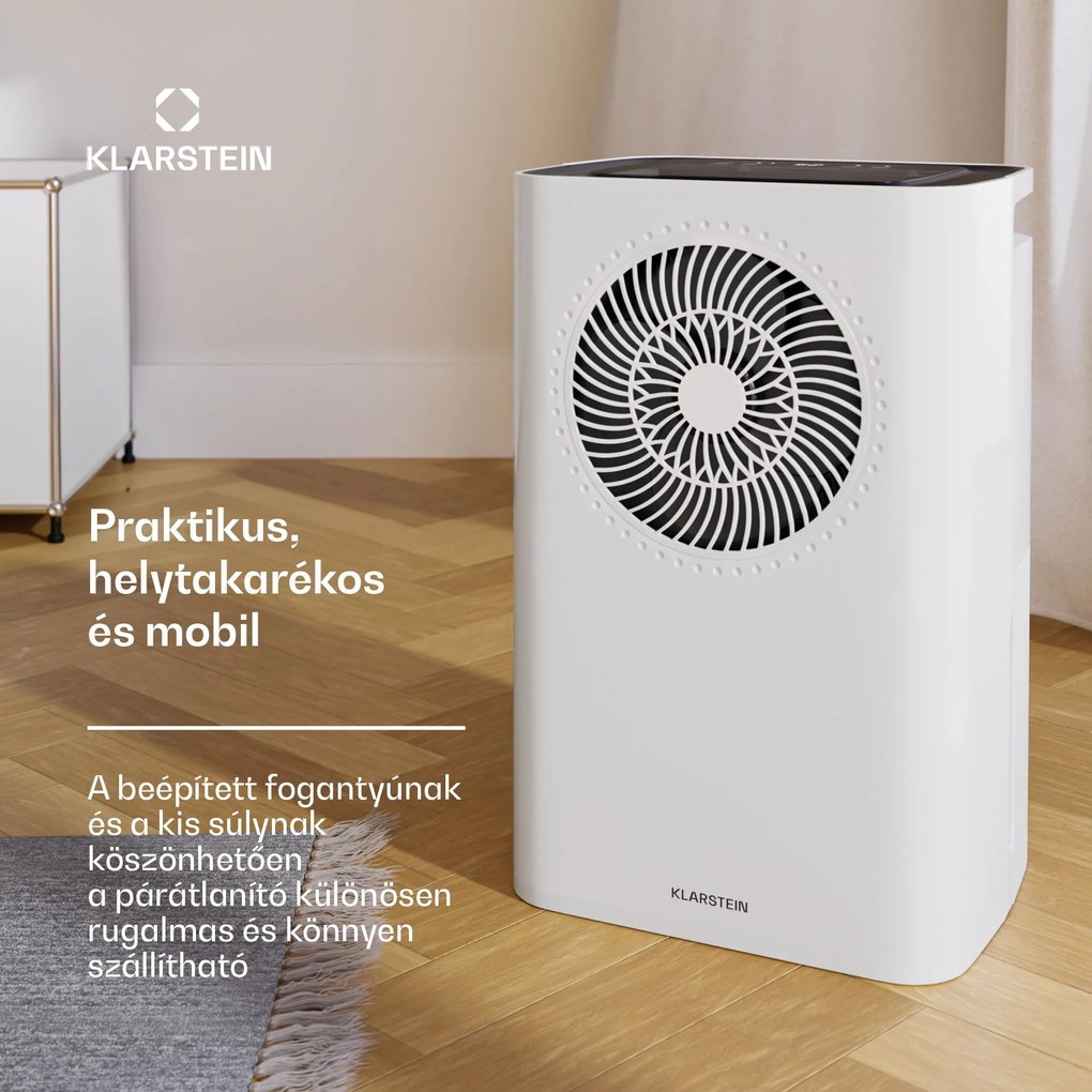 Klarstein CircleDry Smart 16 L párátlanító, 16 L/nap, 290 W, 32m², WiFi, időzítő, szűrő