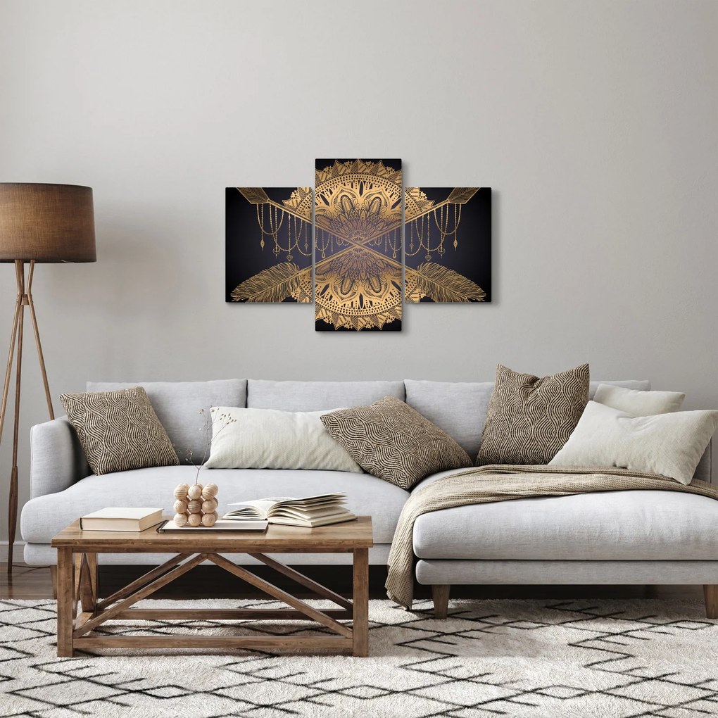 Kép - Arany mandala nyilakkal (90x60 cm)