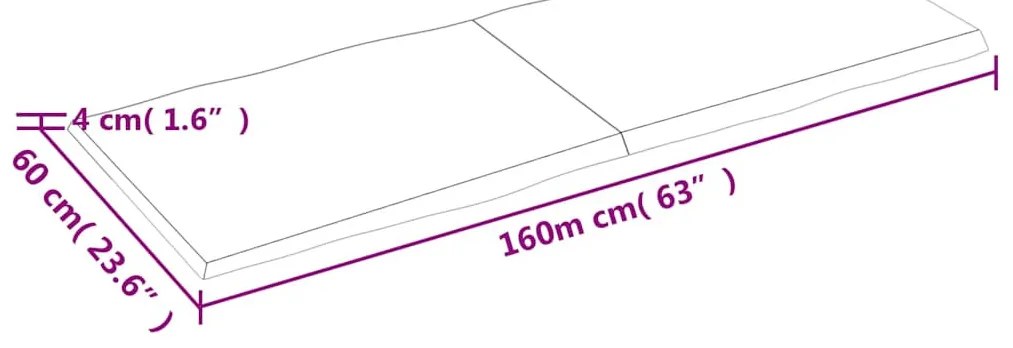 sötétbarna kezelt tömör asztallap 160x60x(2-4) cm