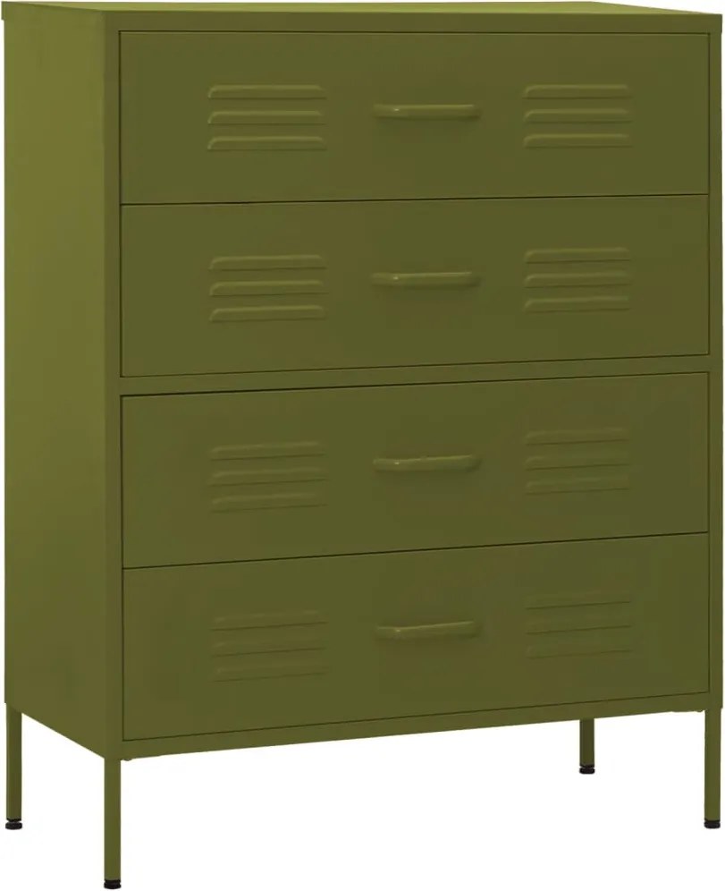vidaXL olívazöld acél fiókos szekrény 80 x 35 x 101,5 cm