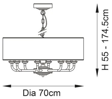 Endon 99152 - Csillár láncon HIGHCLERE 8xE14/40W/230V szürke/matt króm