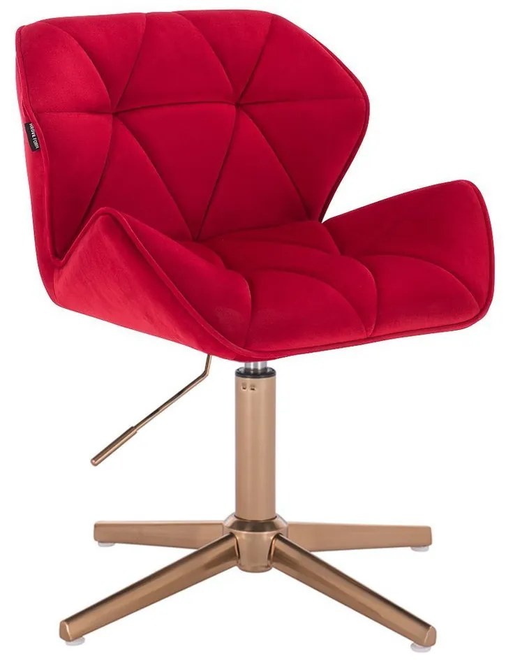 HR111CROSS Vörös modern velúr szék arany lábbal