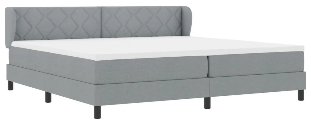 Boxspring Ágy Matrac nélkül Világosszürke 200x200 cm Szövet