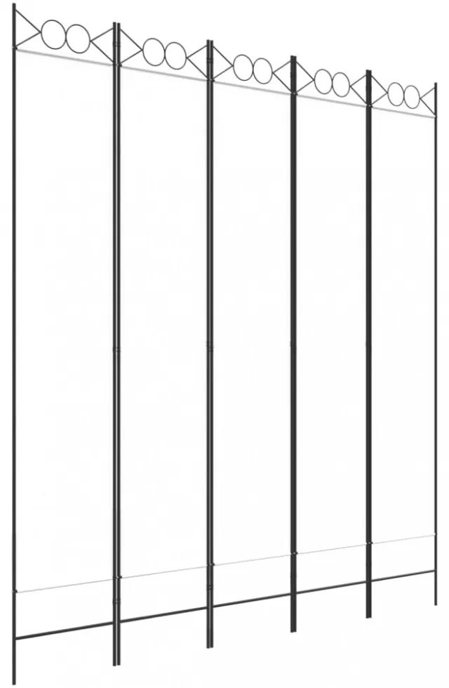 fehér 5 paneles paraván 200x220 cm szövet