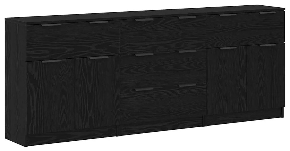 Széf fiókkal 3 pcs Musta tammi 60 x 30 x 70 cm Faanyag