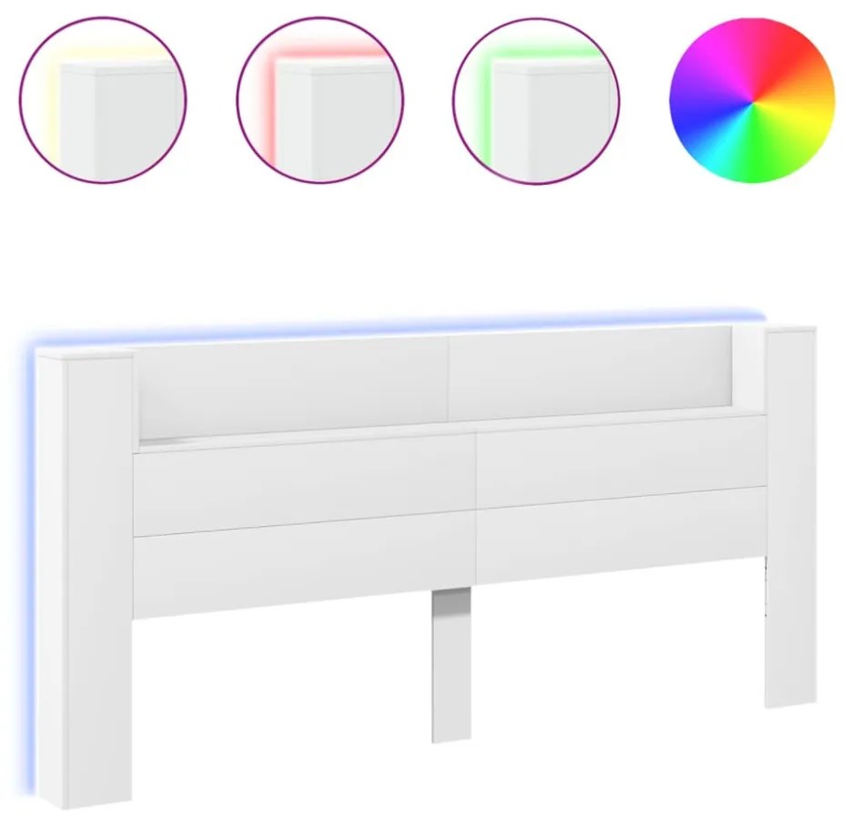 fehér áthidalószekrény LED-világítással 220 x 16,5 x 103,5 cm