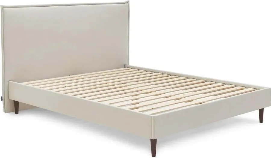 Bézs kárpitozott franciaágy ágyráccsal 160x200 cm Sary – Bobochic Paris