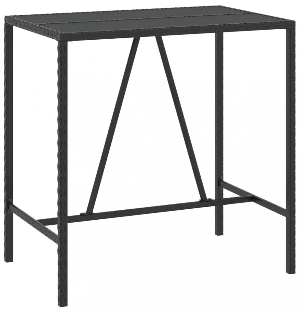 fekete polyrattan üveglapos bárasztal 110 x 70 x 110 cm