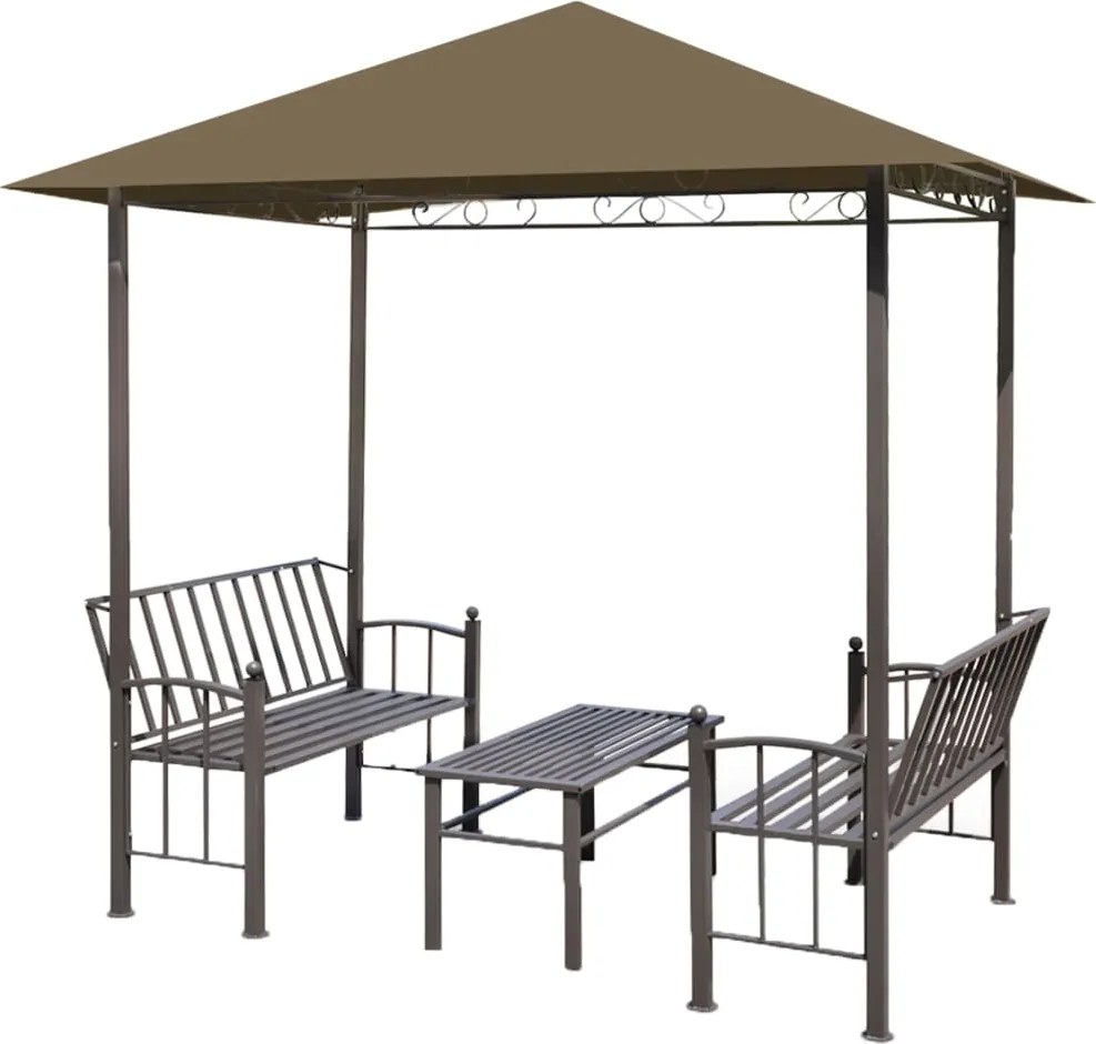 vidaXL tópszínű kerti pavilon asztallal, padokkal 2,5x1,5x2,4 m
