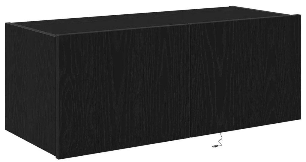 LED világítással ellátott TV faliszekrény Fekete tölgy 80x35x31 cm