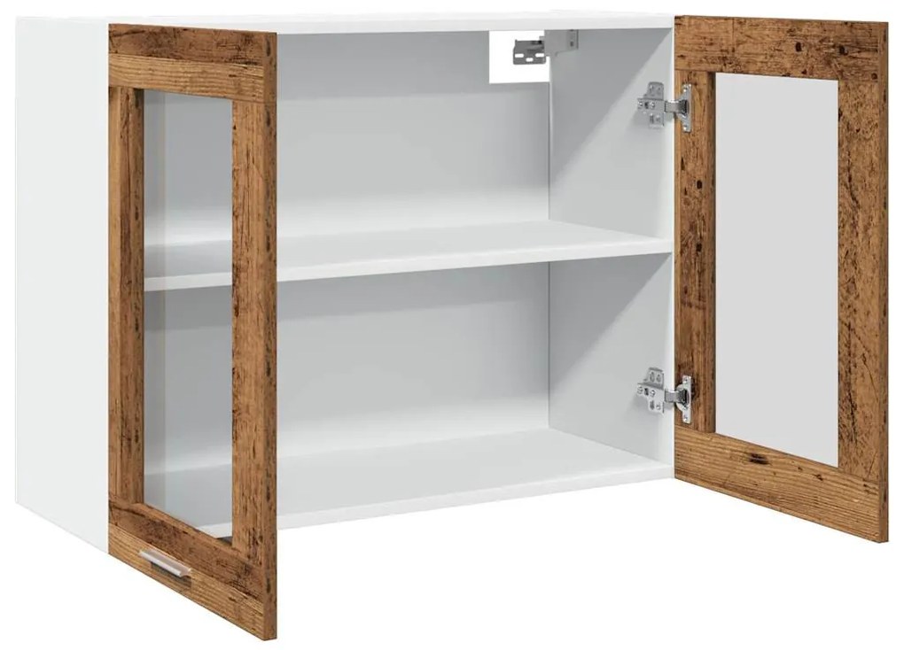 antik fa színű szerelt fa függő üvegszekrény 80 x 31 x 60 cm