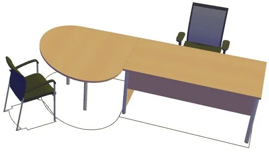 Irodai asztal 120 x 120 cm, ProOffice A, bal, vadkörte