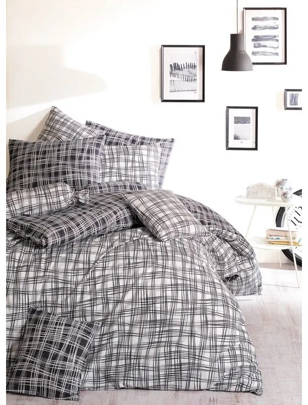 BedTex Pamut ágynemő Straw fekete, 220 x 200 cm, 2db 70 x 90 cm