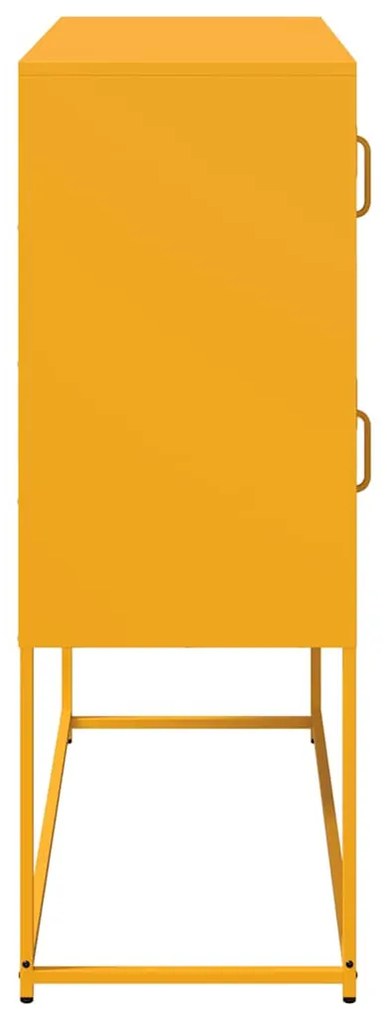 mustársárga hideghengerelt acél tálalószekrény 100,5x39x107 cm