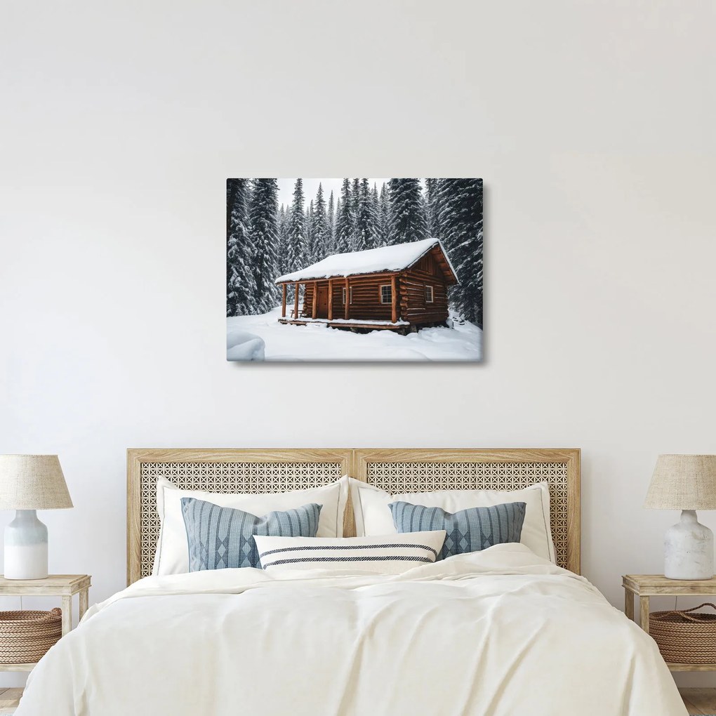 Kép - Hóval borított kunyhó (70x50 cm)