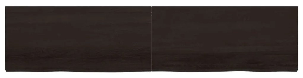 sötétbarna kezelt tömör tölgyfa fali polc 220 x 50 x (2-6) cm
