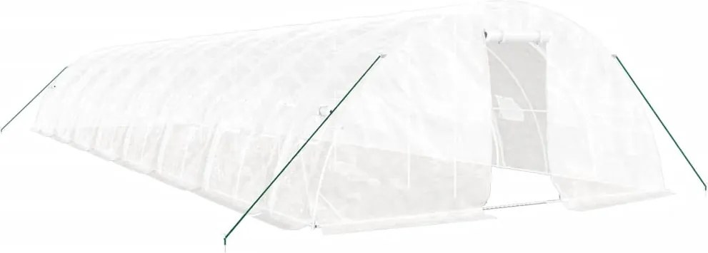 vidaXL fehér acélvázas melegház 80 m² 16 x 5 x 2,3 m