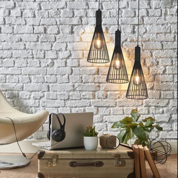 Csillár zsinóron TIANA 3xE27/20W/230V fekete