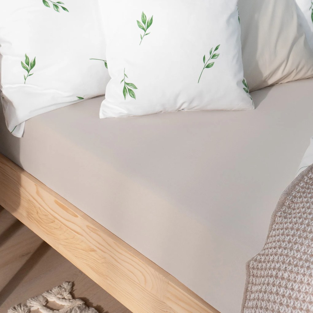 Goldea jersey gumis lepedő - szürkésbarna 140 x 200 cm