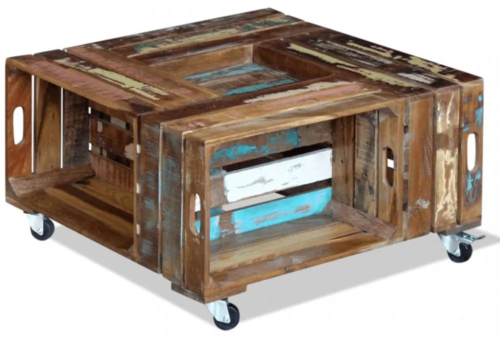 70x70x35 cm tömör újrahasznosított fa dohányzóasztal