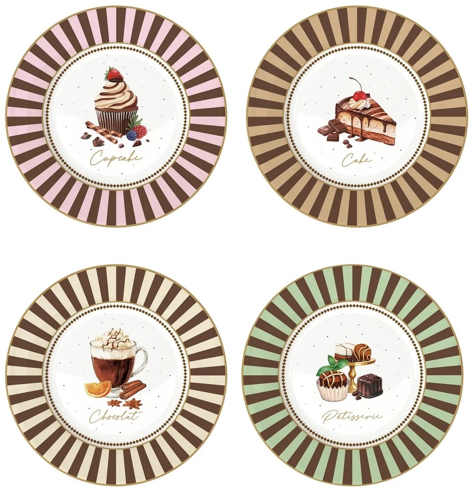 Porcelán desszertes tányérszett 4 db-os 19 cm dobozban Sweet Moments