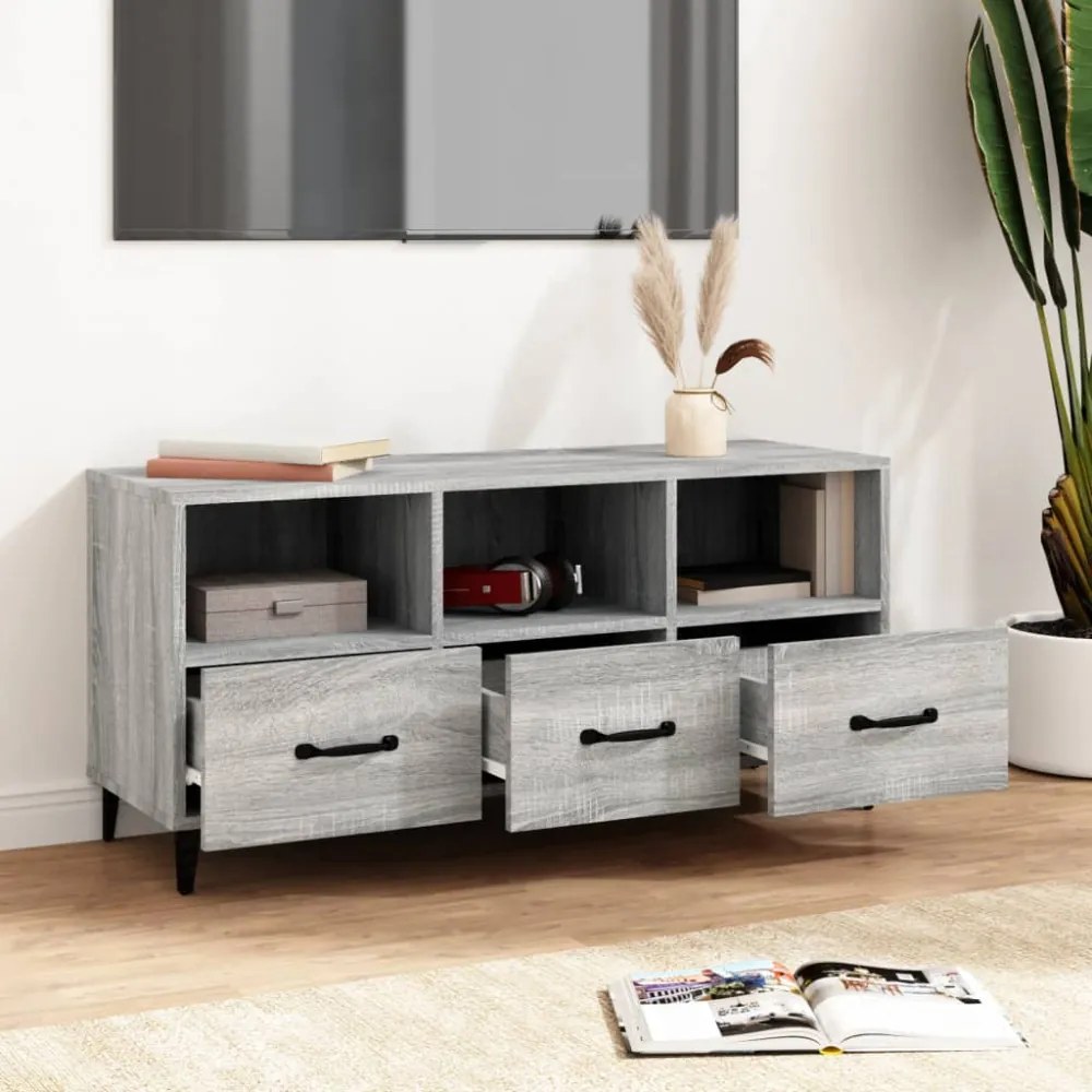 szürke sonoma színű szerelt fa TV-szekrény 102 x 35 x 50 cm