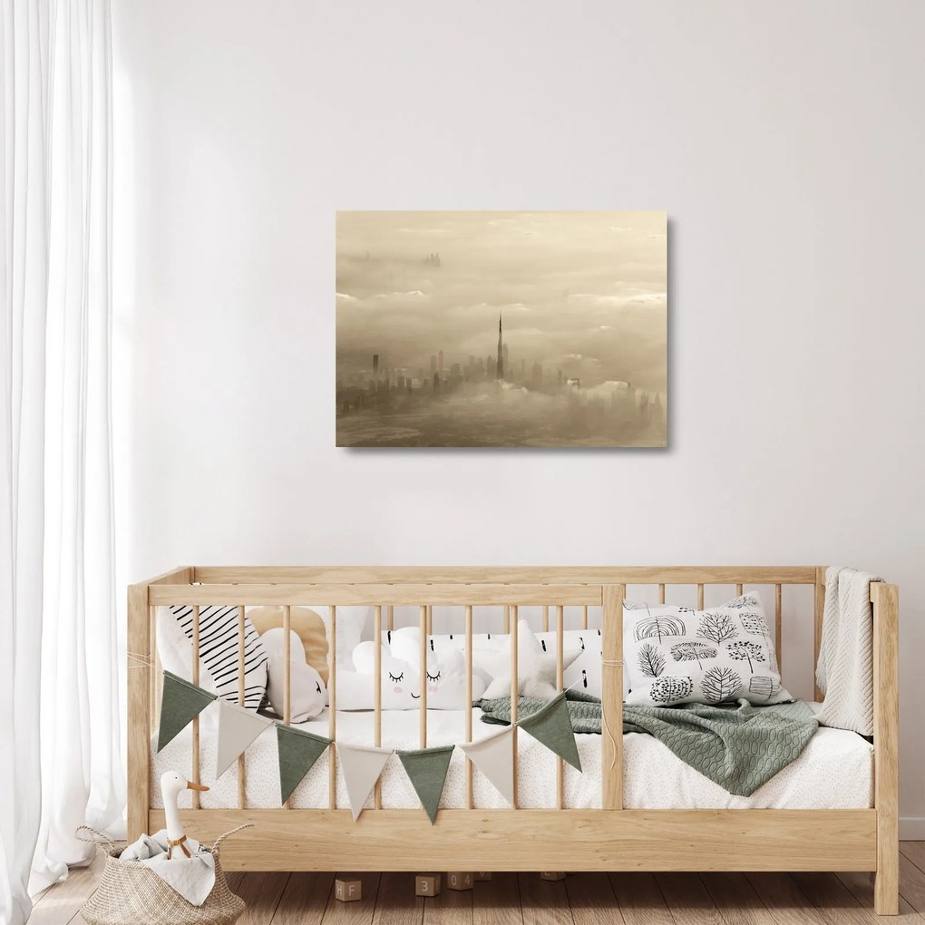 Egy város képe a felhőkben (üvegen) (70x50 cm)