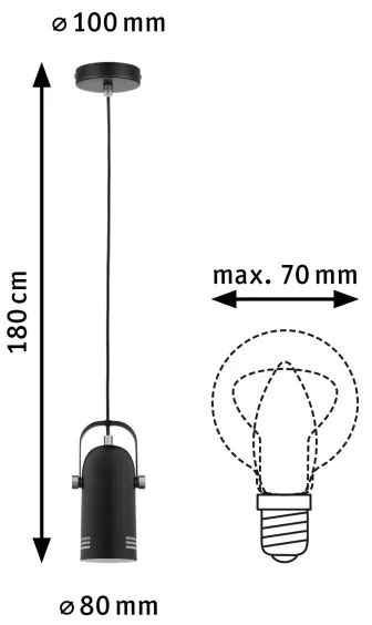 Paulmann 79766 - LED RGBW 1xE27/15W kábeles csillár LAVEA 230V fekete
