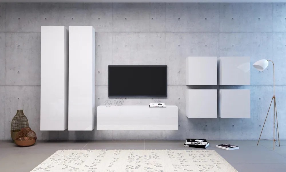 Vida 5 fali polc, fényes fehér