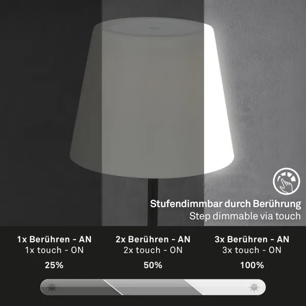 Brilo - LED kültéri tölthető dimmelhető lámpa LED/3W/5V IP44 2000 mAh