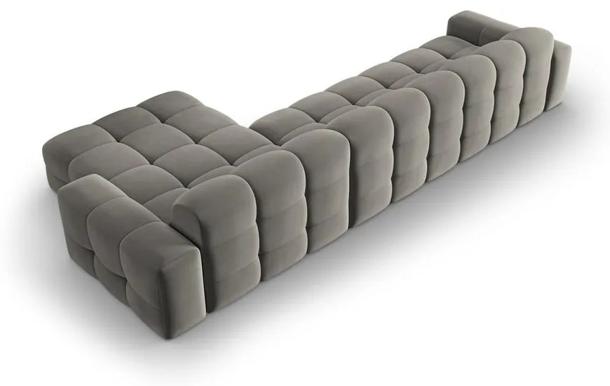 Szürke bársony sarokkanapé (jobb oldali) Kendal – Micadoni Home