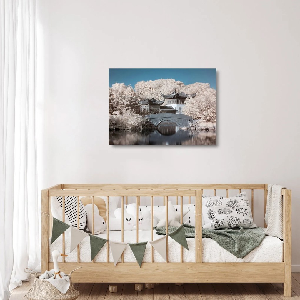 Kép - Virágzó fák Ázsiában (üvegen) (70x50 cm)