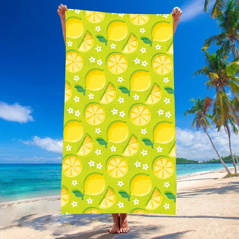 Strandtörölköző LEMONS 100x180 cm zöld, 100% mikroszálas