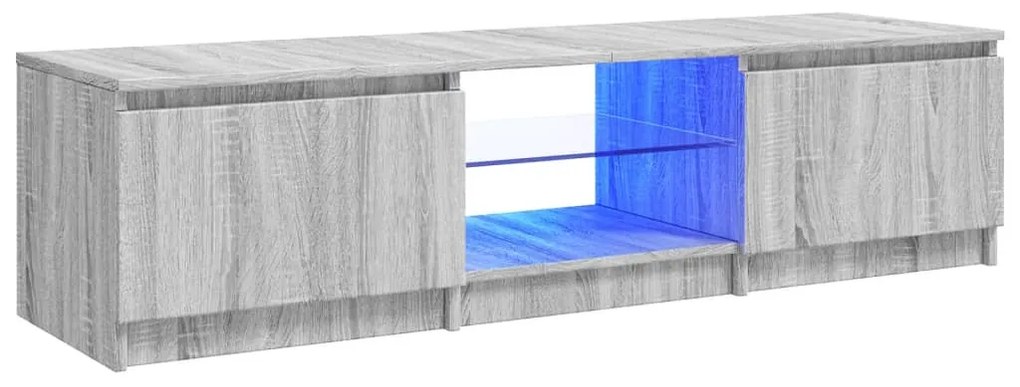 szürke sonoma színű TV-szekrény LED-ekkel 140 x 40 x 35,5 cm