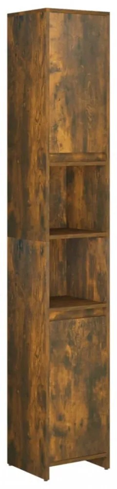 füstös tölgy színű szerelt fa fürdőszobaszekrény 30x30x183,5 cm