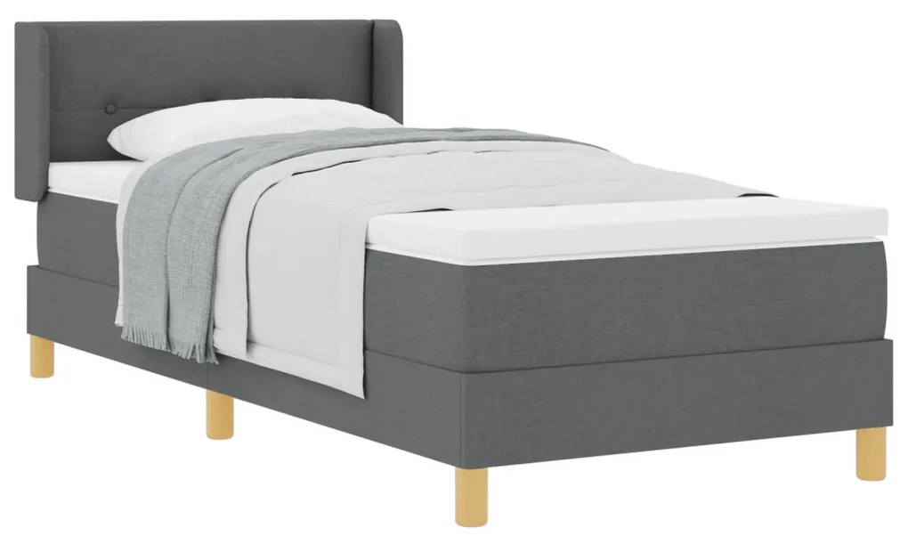 vidaXL Boxrugós ágy matracmal Sötétszürke 200 x 90 cm Poliészter