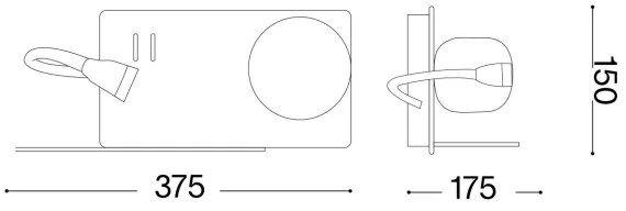 Ideal Lux - LED Fali lámpa kislámpával BOOK 1xG9/28W + LED/3W/230V fekete