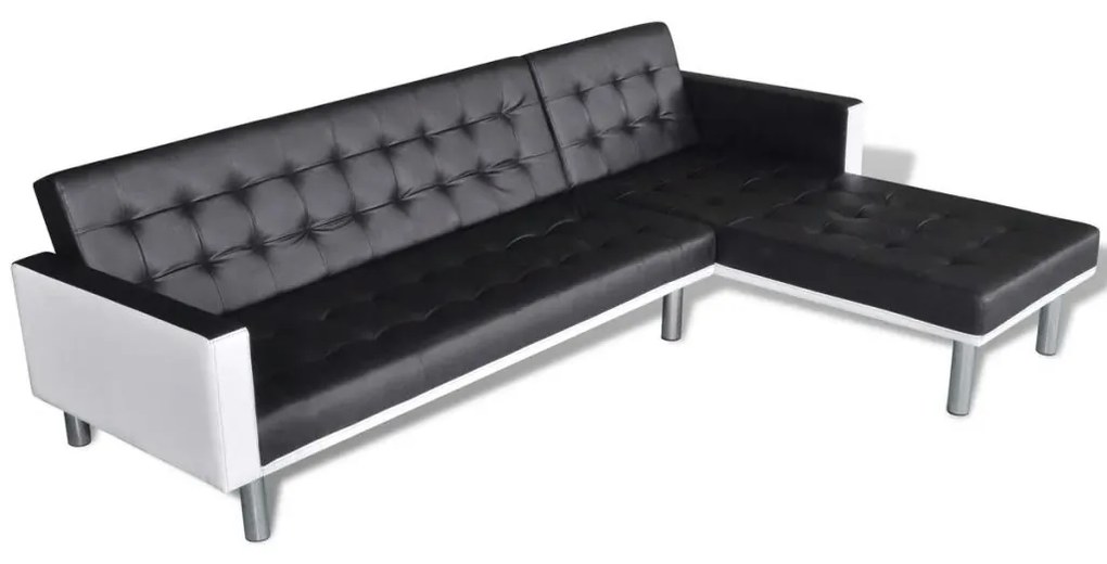 vidaXL fekete L-alakú műbőr kanapéágy