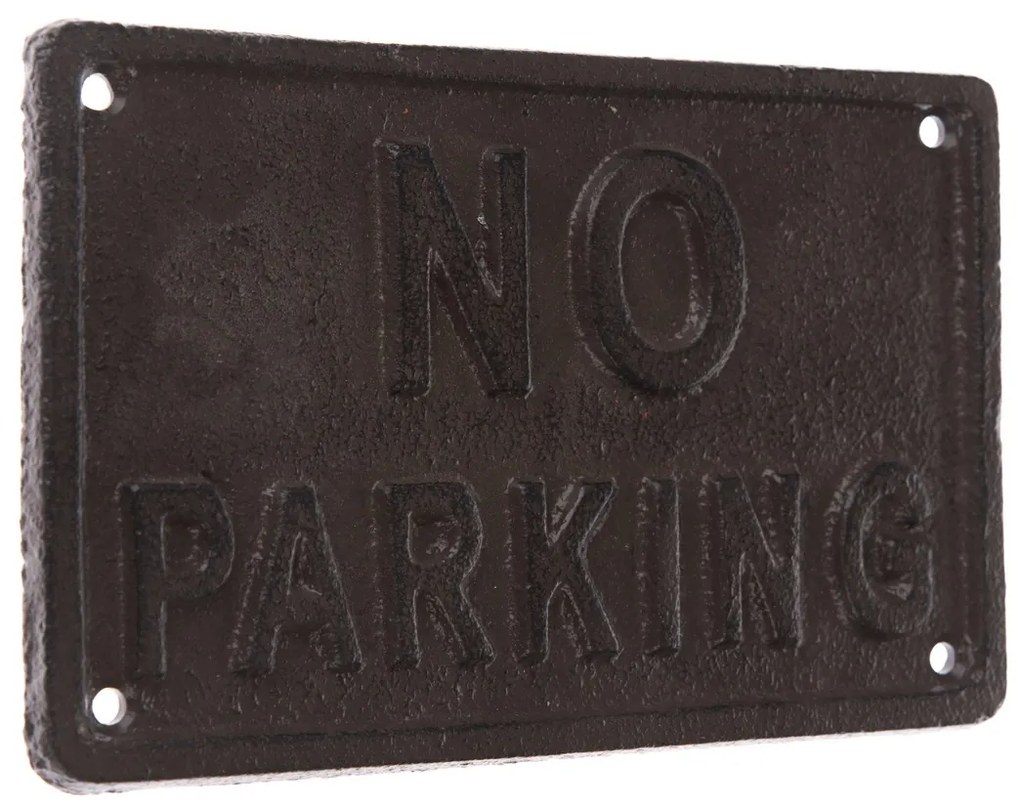Öntöttvas fali dekoráció "NO PARKING" fekete, 11 x18 cm