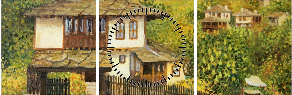Kép - Házak nyáron (órával) (90x30 cm)