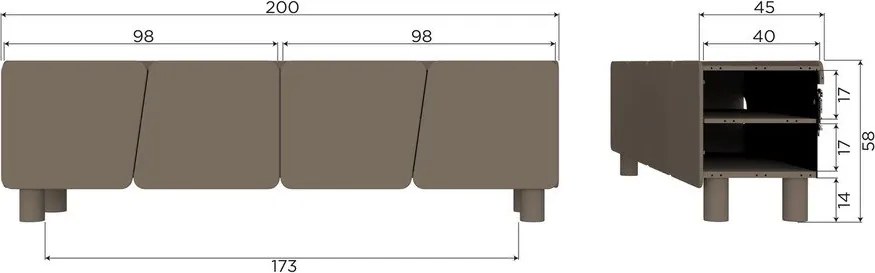 Barna borovi fenyő TV-állvány 200x58x45 cm Root – WOOOD