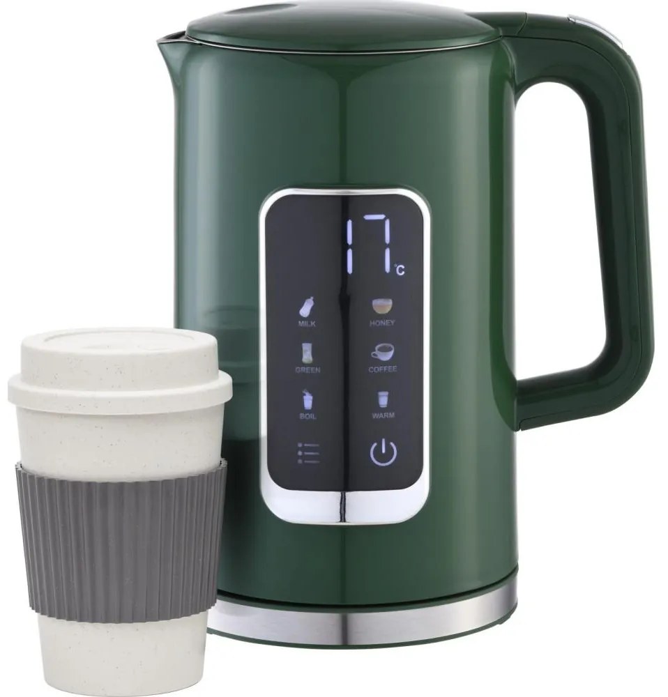 Vízforraló LCD kijelzővel 1,7 l 2200W/230V zöld + travel csésze 450 ml